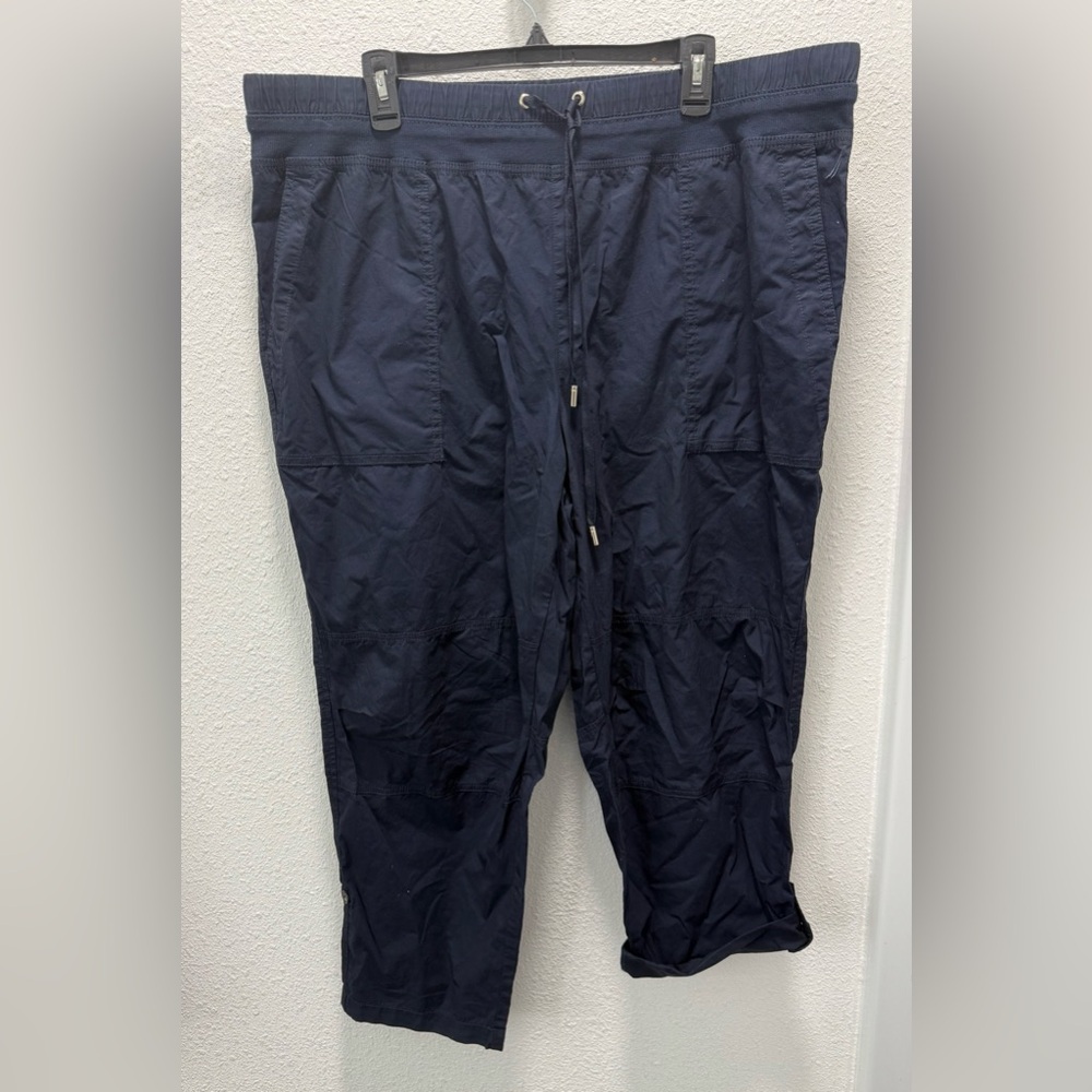 Nautica Blue Women's Roll Tab Utility Drawstring Capri Pants Sz( XXL)
